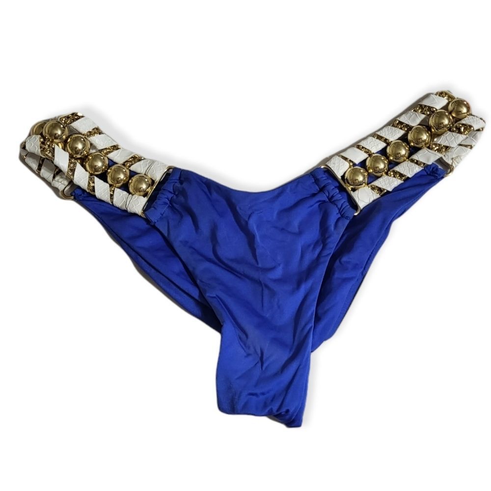 BEACH‎ BUNNY Blue/White Snake/Bronze Harware (Bottom only) XS